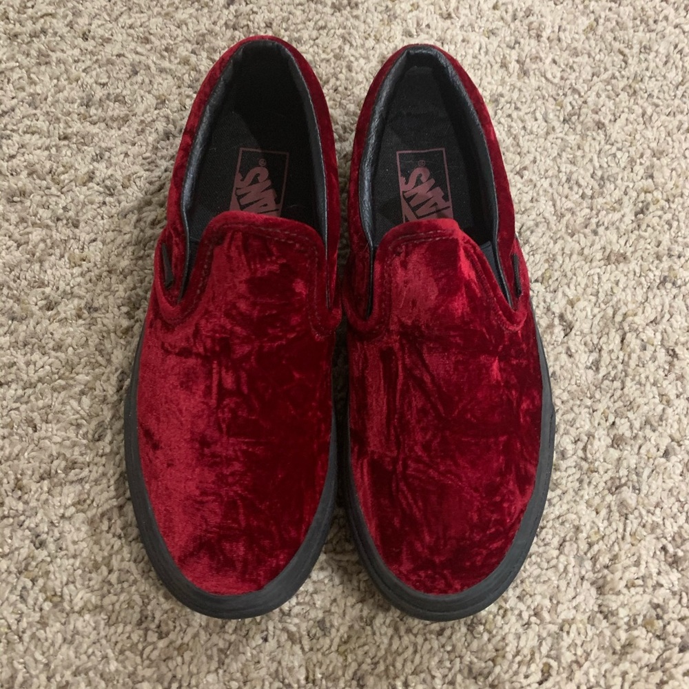 Vans Red Velvet Slip-on Shoe